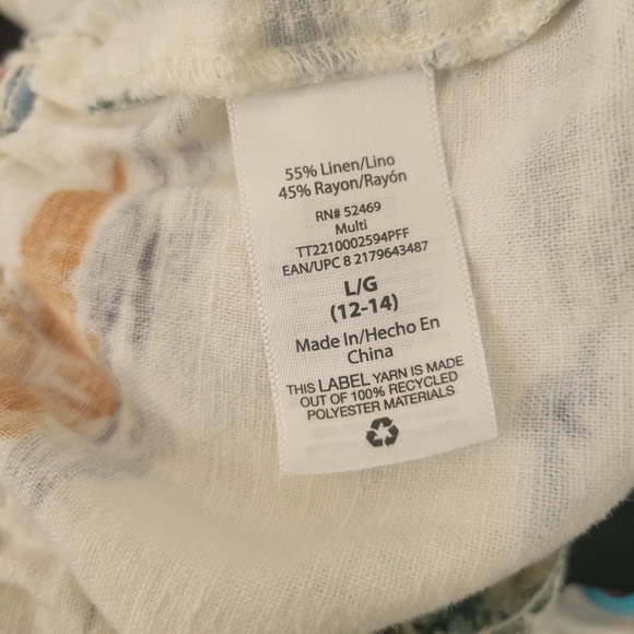 Time and Tru linen tropical shorts. Size Large (12/14). - Picture 5 of 6